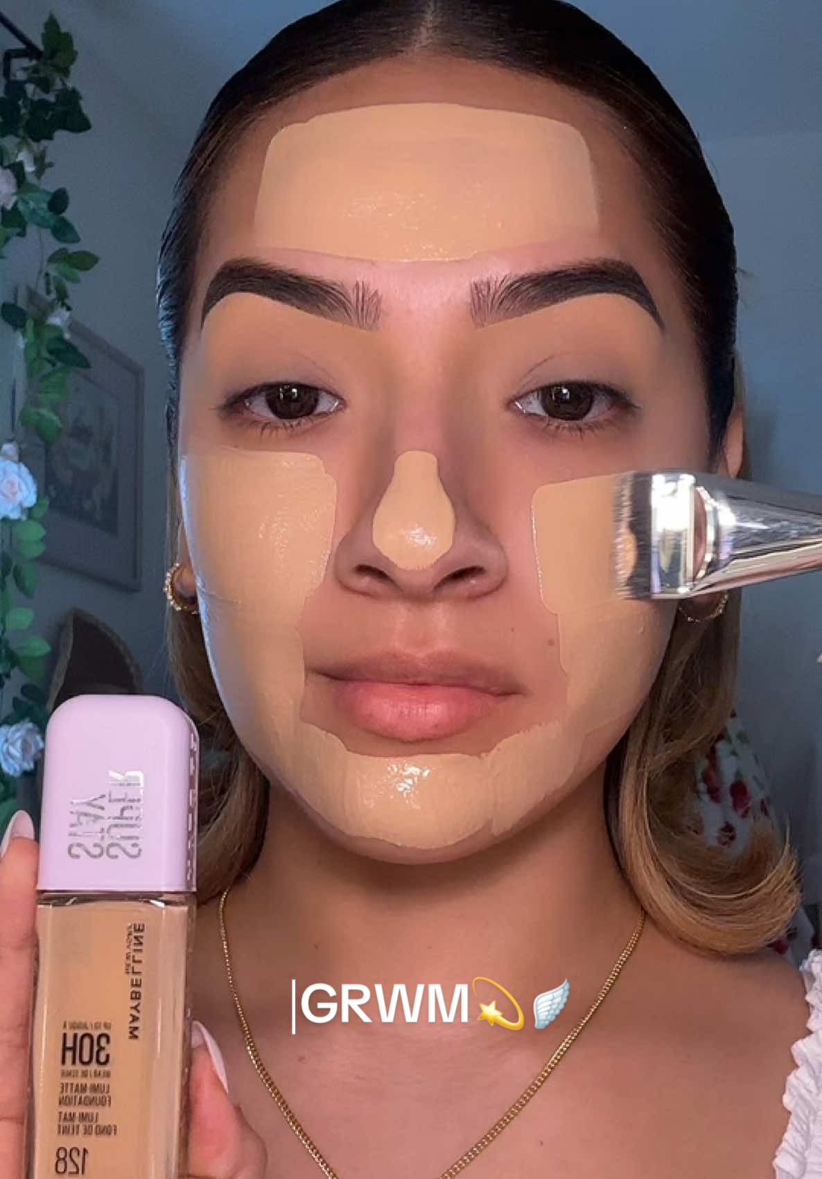 GRWM💫🪽  Brushes are in in my Amazon storefront, link in bio🫶🏻 @Maybelline NY 30h foundation  @cilrofelrbeauty peel off lip stain @LYS Beauty contour stick @Morphe Cosmetics color corrector  @Rare Beauty liquid blush @e.l.f. Cosmetics hydrating conditioner  @LA COLORS Cosmetics concealer  @SHEGLAM setting spray  @wetnwildbeauty loose setting powder  @KimChi Chic Beauty baking powder  @Profusion bronzer palette  MORPHE trio blush palette  SHEGLAM eyeshadow palette  @essence.cosmetics liquid eyeliner  @Lilly Lashes  SHEGLAM glitter eyeshadow  #makeup #makeuptutorial #makeupproducts #grwm #grwmroutine #grwmmakeup #makeupideas #makeupinspo #makeuplook #makeuproutine #foundationroutine 