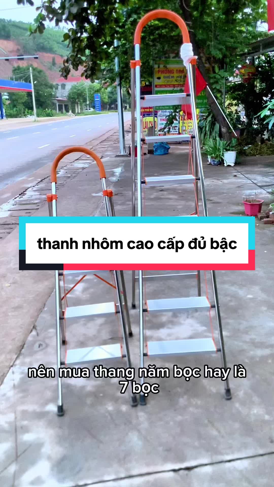 thang nhôm cao cấp chống trượt đủ bậc tiện lợi chắc chắn dùng trong sửa chữa dọn dẹp đồ ở vị trí cao#thanginox #thangnhom #thang7bac #giadungtienich #thanggapgon #viral 