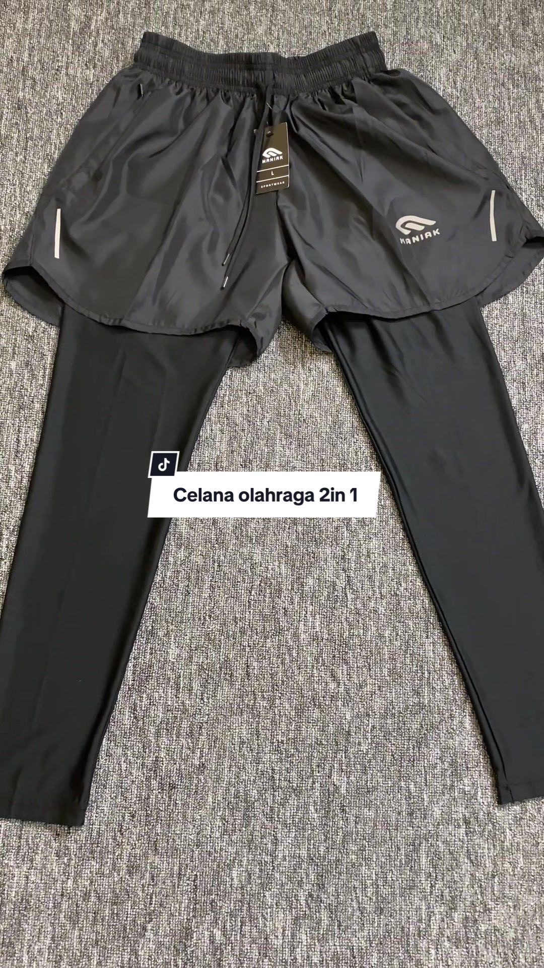 Rekomendaso celana 2in 1 cuma 70 ribuan, buruan cek keranjang kuningnya ya, stok promo terbatas #celanatraining#celanatrainingpanjang#celana2in1 
