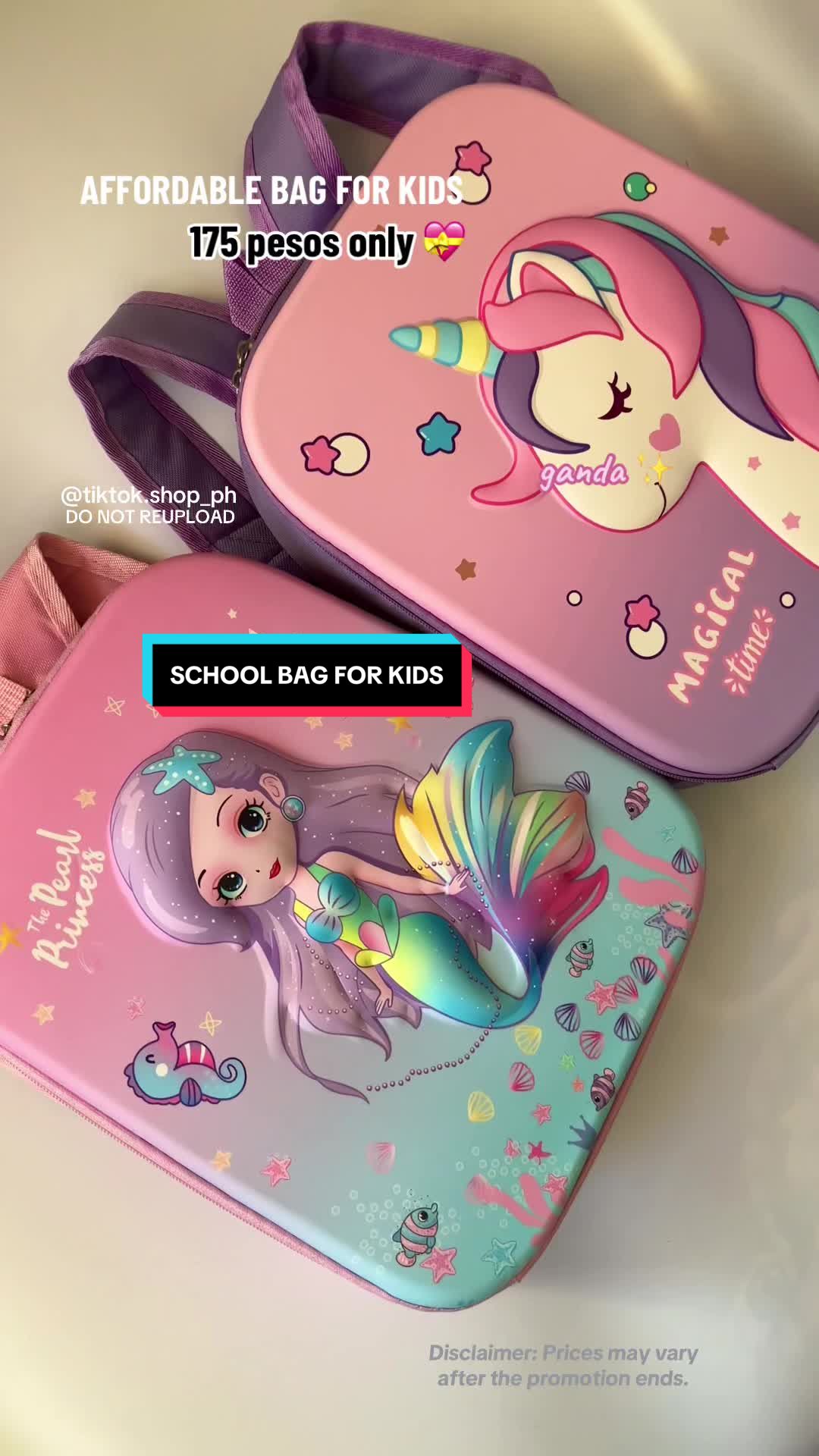 Ang cute ng Bags for Kids / Toddlers. MURA LANG 😍✨ Available in Pink Mermaid and Purple Unicorn. Girl Bag Pink Bag for Children #bags #bagforkids #Backtoschool #Preschool  Affordable School Bag for Kids Preschoolers #PinkBag #Purple #Pink #schoolbag