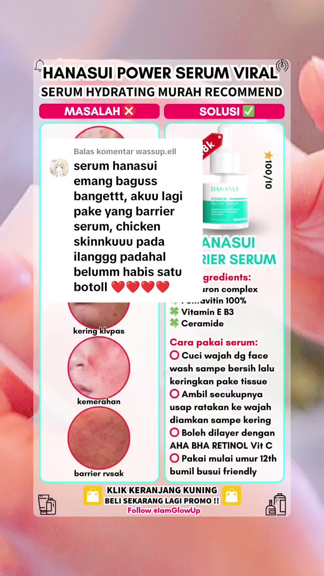 Membalas @wassup.ell Keren bgt ka emang bener si skin barrier itu kunci 🥰💖✨ .  .  Hanasui power serum barrier serum hydrating viral recommended 💖☘️✨ .  #hanasui #hanasuiserum  #hydrating #hydratingskincare  #hydratingserum #serumhydrating #promohanasui #skincareviral #skincarelokal #skincareroutine #skincarerutin #skincareroutine  #hanasuiskincare #skincarehanasui  #serumhanasui #hanasuiserumpower #hanasuipowerserum #serumgakharus #doktifapproved #dokterdetektif #doktif #skincareremaja #serumviral #serumviraltiktok #skincareviral #skincarelokal #skincareroutine #skincaretips #promo #promoskincare #promoakhirtahun  . 