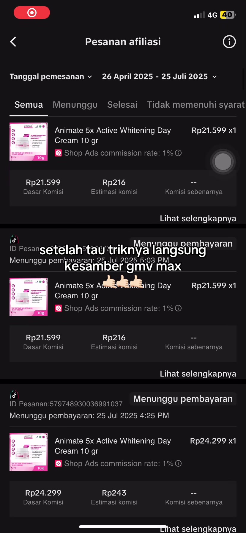 Day 1 kesamber gmv max #gmvmax #tiktokshop #affiliatetiktok #fypage 