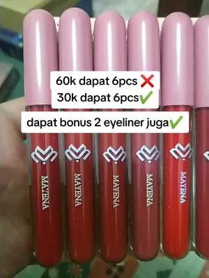 lipstick mayena cuma 30k dapet 6pcs lipstick + bonus 2 eyeliner #lipstick #mayena #cuantanpabatas 