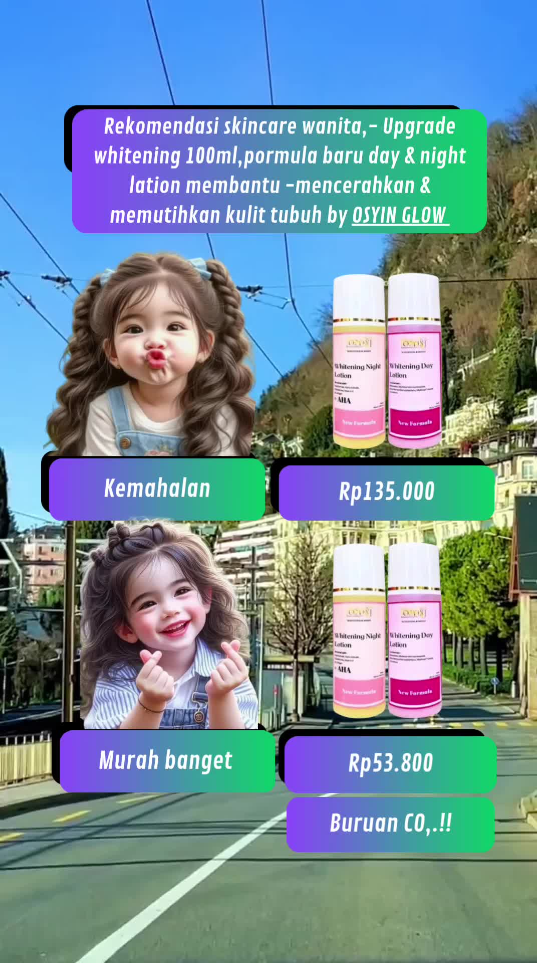 Rekomendasi skincare wanita dari Osyin glow, upgrade whitening 100ml ,2 pcs,formula baru day and night lation, perawatan kulit tubuh membantu mencerahkan & memutihkan kulit tubuh #kecantikan #ttspilihan #jaminanhargatermurah #jaminanhargaterbaik #ttsbelanja 