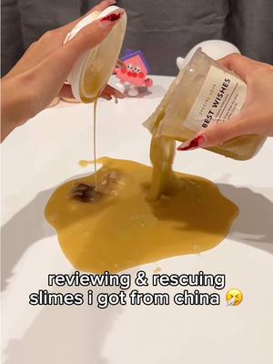 the first one did smell like coffee tho 🙂‍↕️ reviewing & fixing slime i got from china #slime #asmr #rating #satisfying #fail 