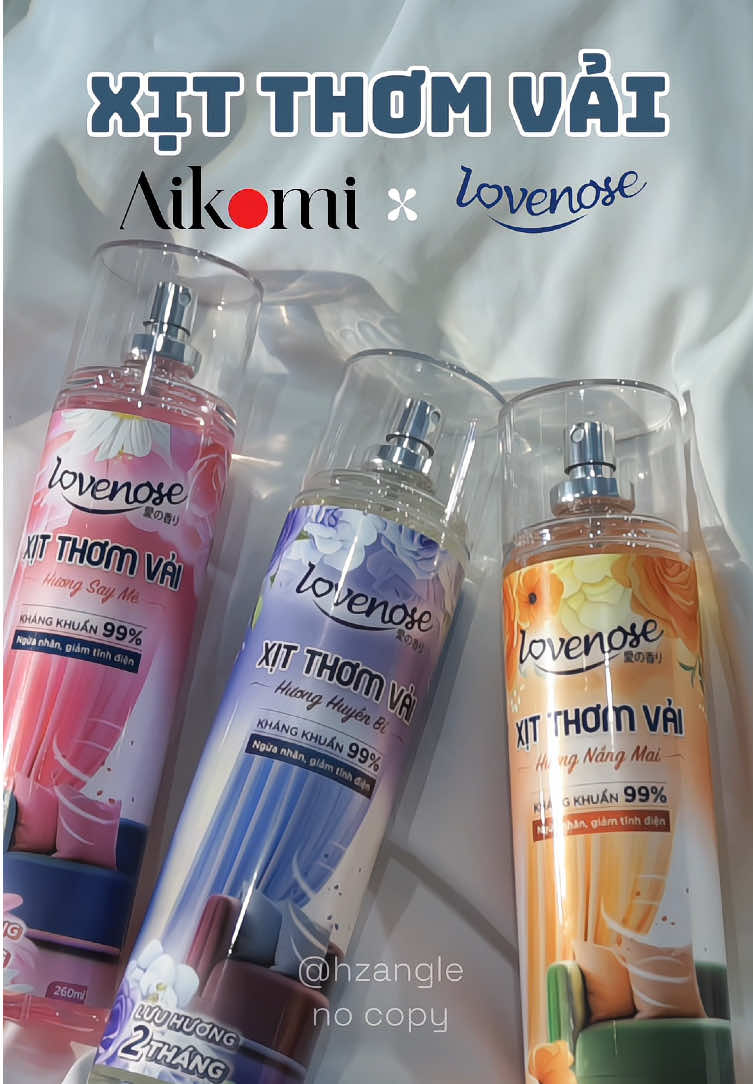 Xịt thơm vải Lovenose nhà @Aikomi Việt Nam #xitthomvai #xitthomguanao #xitvaikho #bodymist #lovenose