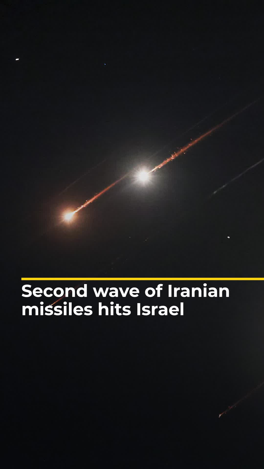 Video shows a barrage of Iranian missiles making impact in Tel Aviv and other sites in Israel in its second wave of attacks, killing at least 10 people. The strikes are retaliation for Israel’s bombing of civilian and energy infrastructure in Iran. #news
