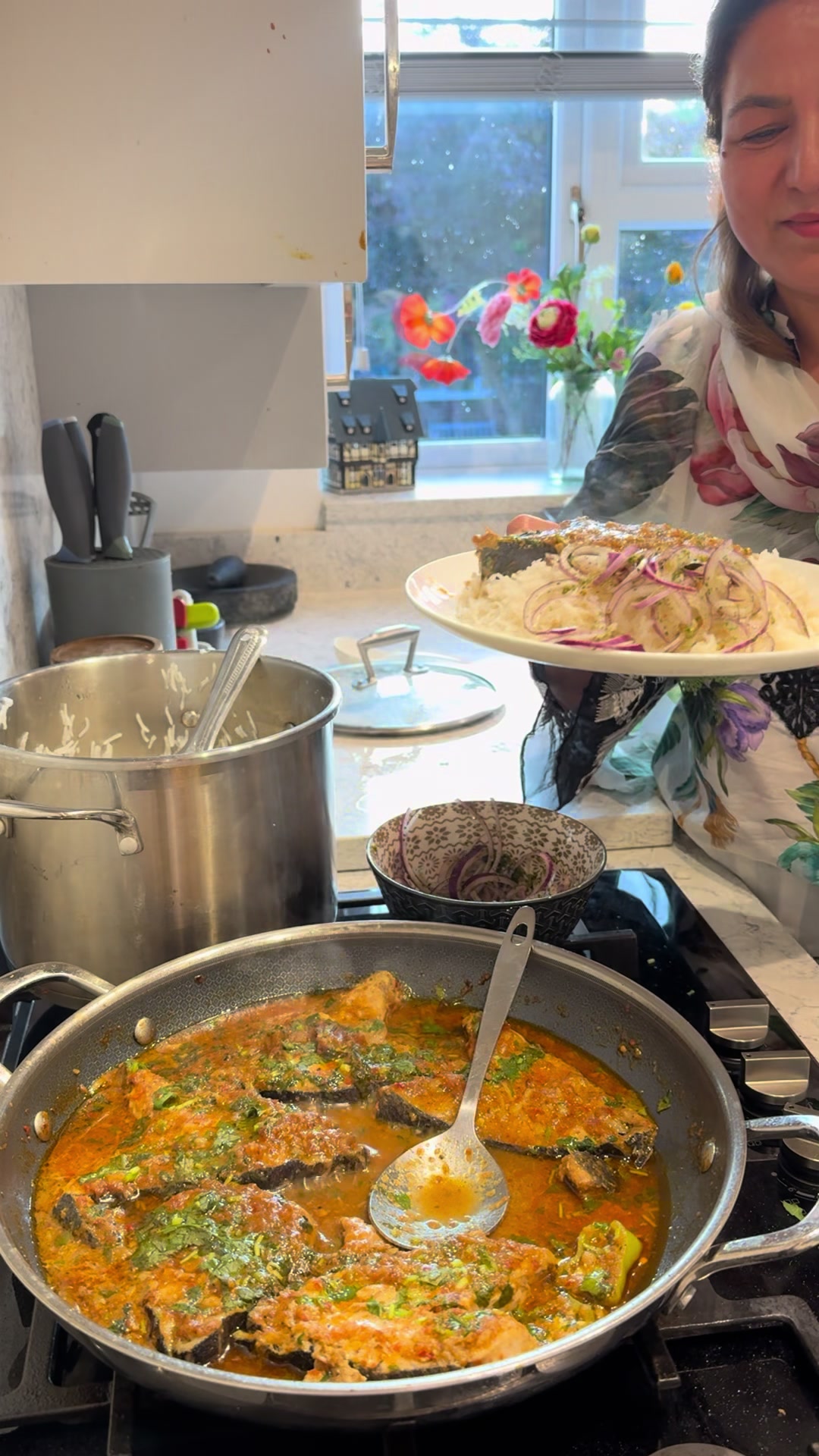Fish curry with boil rice #fishcurry #boilrice #fyp #pulwashacooks 