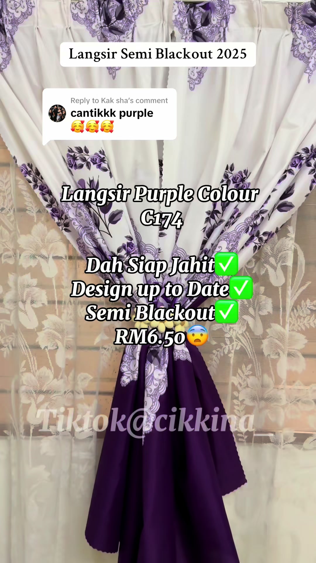 Replying to @Kak sha Cantikkk sgt #langsirmurahdancantik #langsirviral #langsirmurah #langsirsemiblackout 