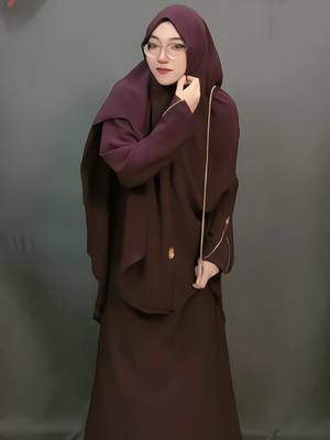 Set gamis + khimar penutup dagu, model lengan resleting terbaru cocok untuk remaja😍 #gamiskekinian #abayamurah #gamisviral 