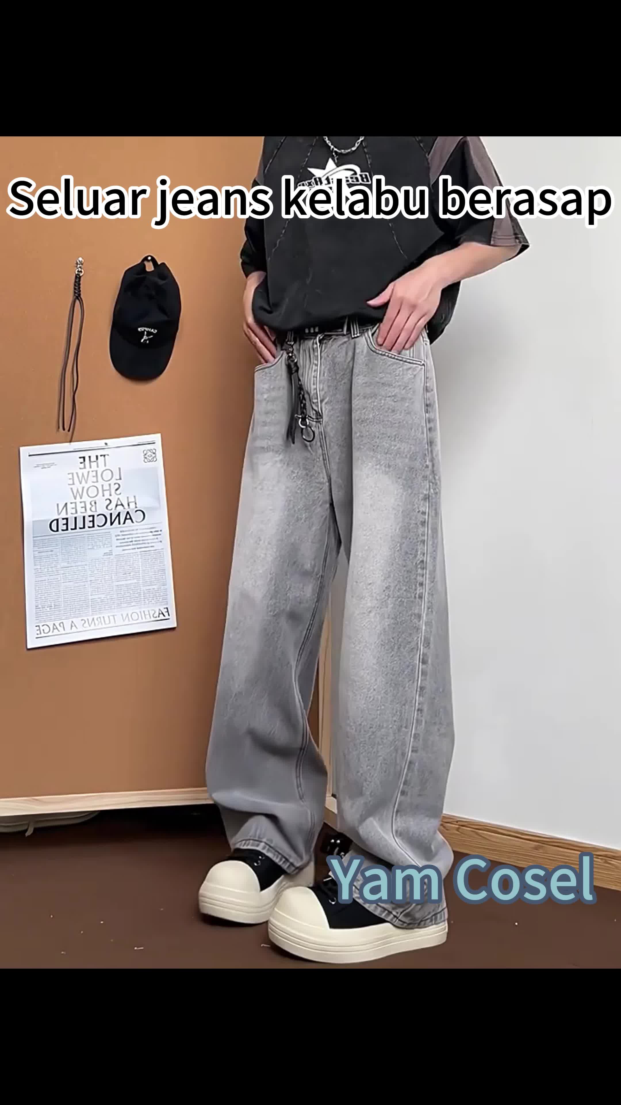 Seluar jeans yang sangat selesa#fyppppppppppppppppppppppp #fashion #menfashion #trend #ootdfashion #cargopants #loosepants #jeans