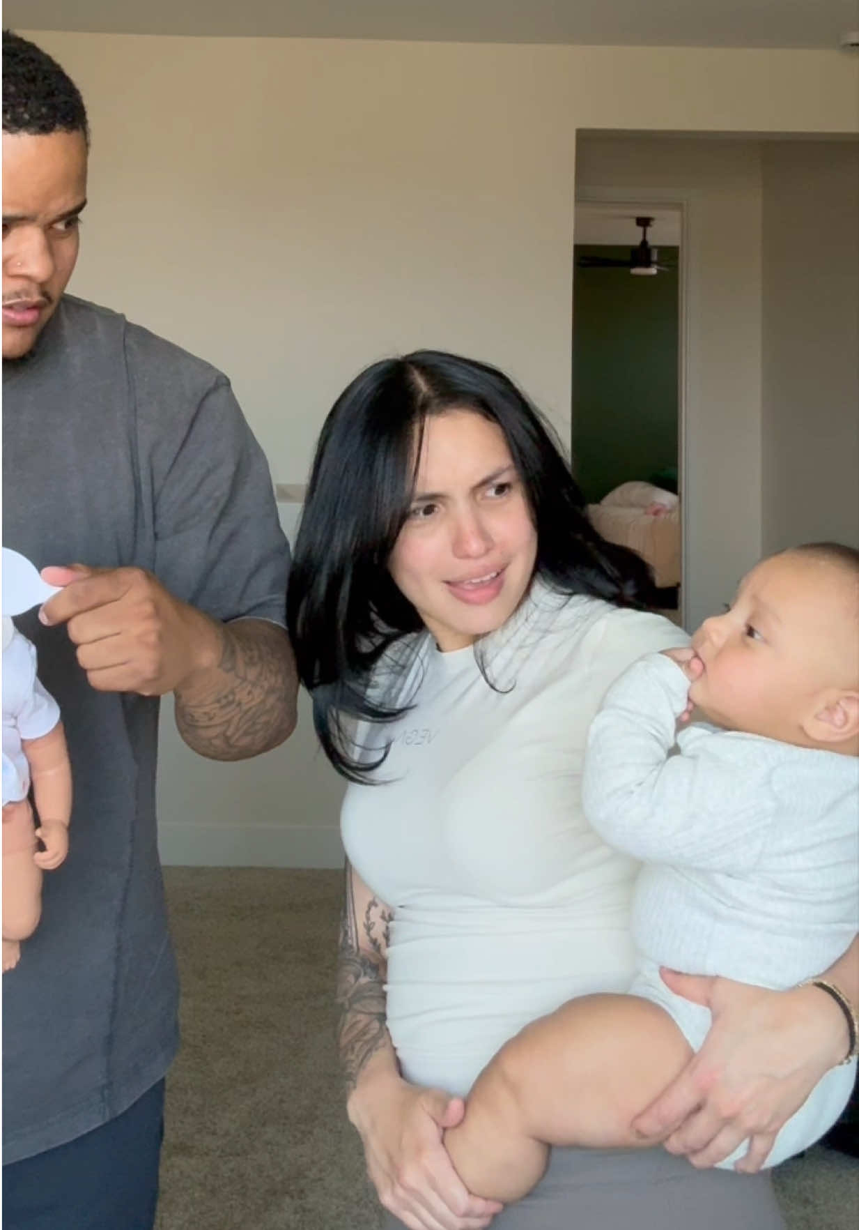 HE WAS HOLDING ON TIGHT 🤣 @Zaza @Sachi 🌷 #babies #funny #prank 