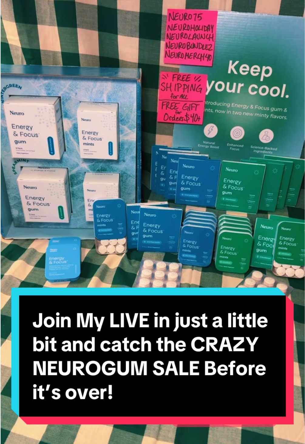 Let’s catch all the deals together on my LIVE in just a little bit!!! The wild and crazy @Neuro Gum sale is ending in just a few hours so stock up tonight!!! Run and stack up any and all coupons! Clip any extra coupons right underneath “Add to Cart” and/or use code:  NEURO75 NEUROLAUNCH NEUROHOLIDAY oh, and did I mention it has free shipping?? Yea!! Yall run! The sale ends TODAY!!!  #neurogum #neurogumnewflavors #neurogumnewarrivals #neuropricedrop #neurogumpartner #neurogumenergyandfocus #energyandfocus #energy #focus #energyboost #boostenergy #focused #lockedin #freeshipping #onsale #onsalenow #onsalenow️️️🔥🔥🔥🔥 #discountcode #discountcodes #flashsale #flashsales #flashsaletiktok #wintergreen #spearmint 