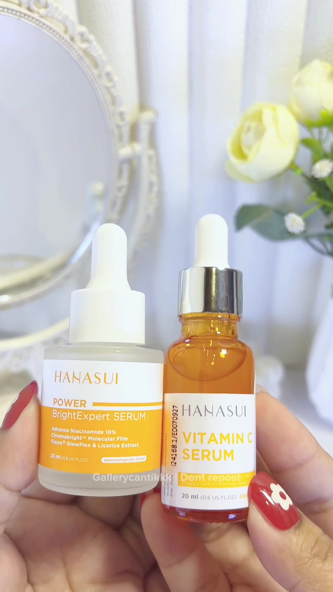 Membalas @Tika17 step pemakaian combo serum hanasuinya kayak gini ya kaa ❣️🥰 #hanasuiserumvitc #hanasuibrightexpertserum #comboserumhanasui 