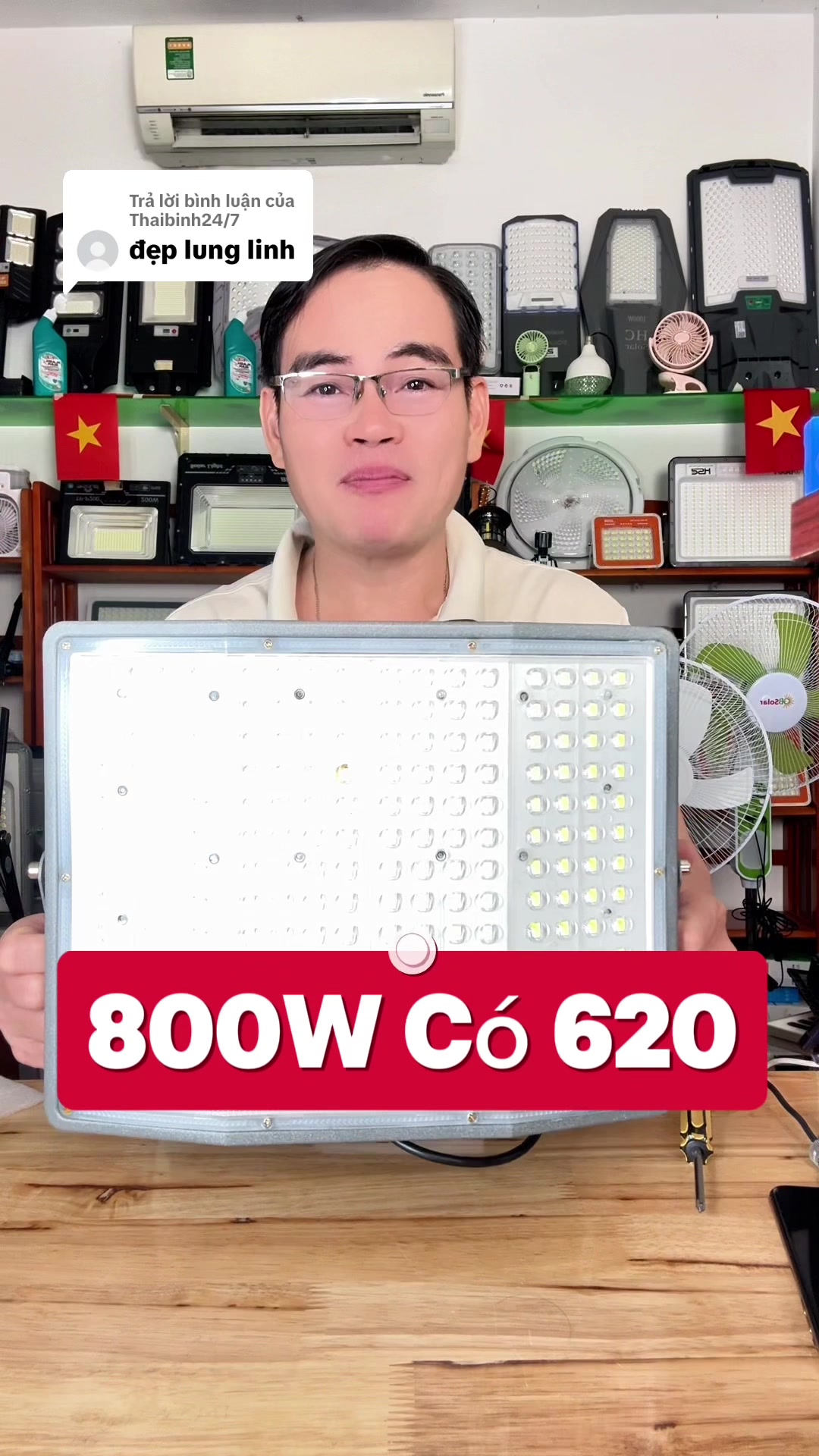 Trả lời @Thaibinh24/7  đèn mắt  ngọc kim cương 800 W chỉ có 629 cành ##hiepxaykenh8##dennangluongmattroi##dennangluongmattroichinhhang##dennangluong##dennangluongmattroigiatot