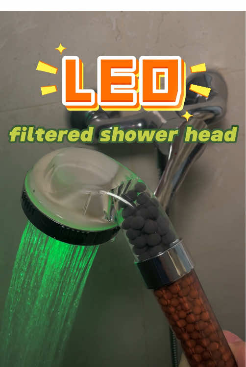 LED filtered shower head #fyp #tiktokshop #cobbe #shower #led #filter #showerrose #showerhose #filteredshowerhead #sprinkler 
