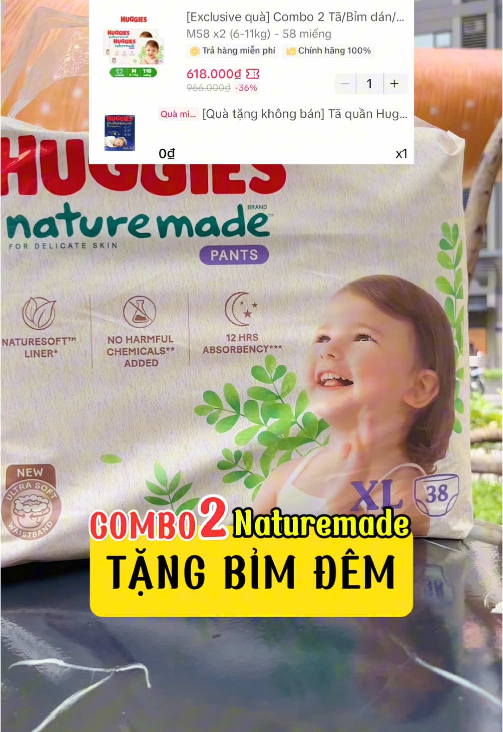 DEAL MUA 2 TẶNG 1 - Quà giới hạn hiển thị trong giỏ hàng mới có quà mẹ nhé. Ba mẹ vào săn sớm không hết #xuhuong #bimchobe #bimquanchobe #bimdan #huggiesnaturemade #bimthamhuttot #bimchongtran #bimchongham #mebimsua #huggies #bimhuggies #bimhuggiesnaturalmade #mua2tang1  @Con là Tú đây!  @Con là Tú đây!  @Con là Tú đây! 