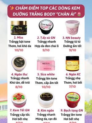 Chấm điểm top các dòng kem dưỡng trắng body chân ái #goclamdep #vtvcab #xuhuongtiktok #duongtrangbody #reviewlamdep 