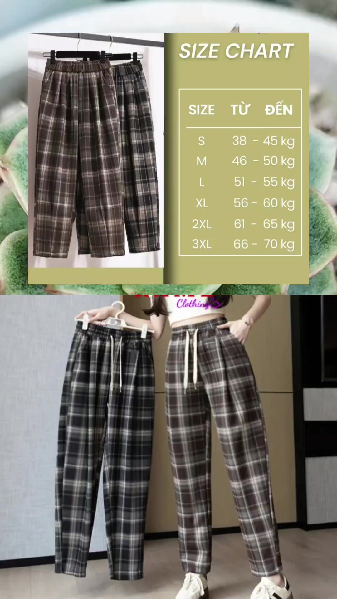 quần baggy sọc kẻ carô cao cấp #tiepthilienkettikokshop #xuhuongtitok 