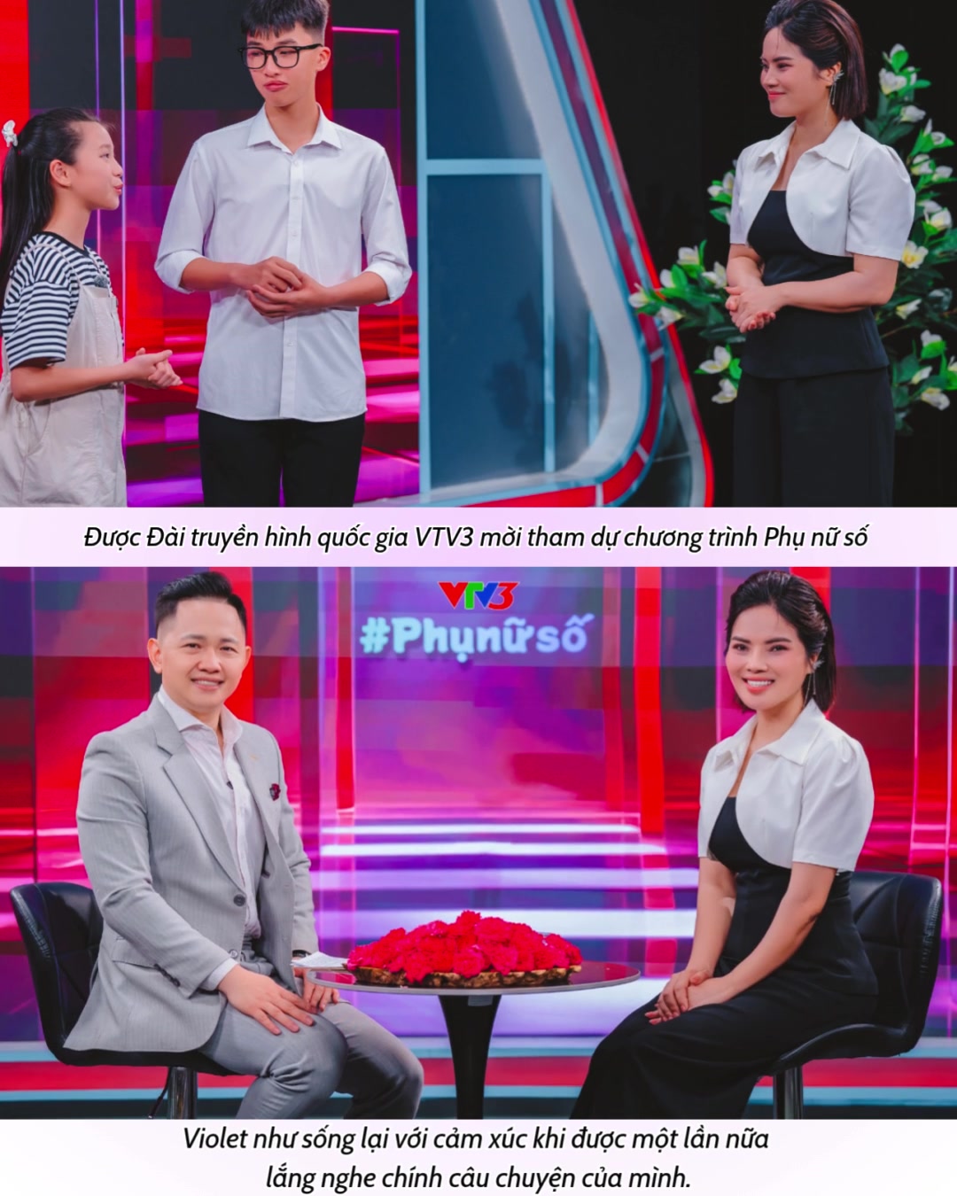 Các em bé theo cô Violet từ lúc mẫu giáo, giờ cùng 6-7 năm rồi, từ những ngày bố mẹ các cháu còn đang loay hoay đi tìm 1 phương pháp học tiếng Anh cho con. Giờ các con có 1 phiên bản trưởng thành, tự tin và luôn toả sáng, cô Violet vẫn ở đây, luôn sát sao đồng hành cùng các con trên hành trình thành công phía trước.  Chia sẻ thành quả của các con, phụ huynh rưng rưng với cô Violet trong niềm hạnh phúc vô tận, trong lòng hân hoan biết bao nhiêu! Chào tạm biệt nhau từ trường quay, trong tâm thế hồ hởi: Con đường chúng ta đang đi đã có nền vững vàng rồi, giờ sẽ là giai đoạn săn những học bổngthật danh giá nhé.  Dear quý phụ huynh, Hơn 10 năm lặng lẽ đồng hành cùng hàng nghìn học trò nhỏ, gieo từng mầm yêu ngôn ngữ, Violet chưa từng nghĩ rằng một ngày mình sẽ ngồi lại và nhìn hành trình ấy qua lăng kính của sự vinh danh. Khi nhận được lời mời từ Đài truyền hình quốc gia VTV3, tham dự chương trình Phụ nữ số – một chương trình tôn vinh những người phụ nữ truyền cảm hứng thời đại mới – Violet như sống lại với cảm xúc khi được một lần nữa lắng nghe chính câu chuyện của mình. Từ những nỗi trăn trở khi thấy ánh mắt các con ánh lên khát khao được học, được nói, được lớn lên cùng ngôn ngữ đến những buổi livestream đầu tiên còn vụng về, loay hoay giữa công nghệ và ánh đèn – Violet đã bắt đầu hành trình gieo mầm con chữ bằng tất cả yêu thương. Với Violet, chỉ cần mỗi ngày các con được luyện tập tiếng Anh một cách vui vẻ, chủ động và đầy hứng khởi thì đó đã là nguồn động lực lớn nhất để Violet tiếp tục. Bởi lẽ, hành trình học ngôn ngữ không chỉ là ghi nhớ từ vựng hay ngữ pháp. Đó là hành trình khơi dậy tình yêu với tri thức, là hành trình giúp các con học cách lắng nghe và biểu đạt chính mình một cách trọn vẹn, tự tin và đầy cảm xúc. Violet xin gửi lời cảm ơn sâu sắc tới đội ngũ Đài truyền hình quốc gia VTV3 đã trao cho Violet cơ hội quý giá để kể lại câu chuyện của mình, góp phần lan tỏa giá trị của yêu thương và biết mình được yêu thương. Hơn hết, Violet chân thành cảm ơn những người đồng hành, cảm ơn tình yêu của các con và các bậc phụ huynh đã kiên trì sát cánh bên Violet trên hành trình thầm lặng nhưng đầy ý nghĩa này. Tất cả yêu thương ấy – Violet luôn ghi nhớ và trân trọng bằng tất cả trái tim. #cogiaovioletpham #violetpham  #englishforkids  #englishlearning  #kids  #learnEnglish  #tienganh #hoctienganh #fun #tienganhtreem #tienganhtugoc #danhvantienganh #tienganhonline #phatamtienganh #tienganhchobe #tienganhgiaotiep #tienganhkhongkho #tienganhmoingay  #cô_giáo_Violet_Pham #vocabulary #dailyenglish  #englishspeaking #tips #xuhuong #practiceenglish  #luyennoitienganh #feedback