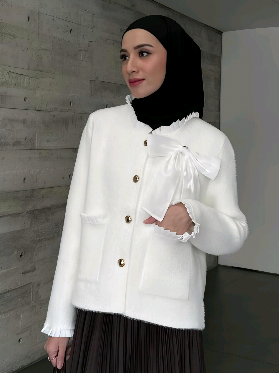 Cardigan Knit Lembut Berkancing Wanita dengan Pita Love Cardy #rekomendasi #cardigan #outfitideas 