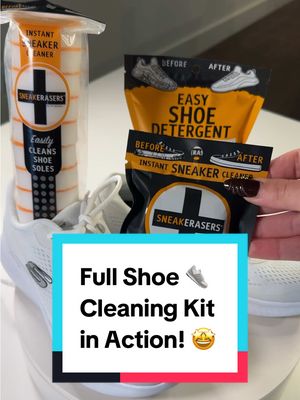 Your sneakers’ new BFF trio! Clean soles, fresh uppers & a must-have in your bag #sneakercare #whiteshoes #shoecleaner #cleaningkit #cleaningtips #creatorsearchinsights  