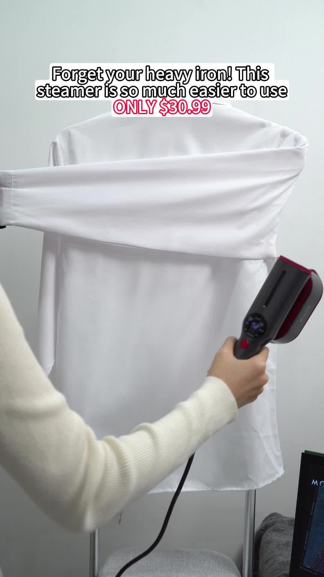 This steamer will change your life!! It takes seconds to iron a wrinkled shirt! #tiktokshopholidayhaul #tiktokshop #ttshop #foryou #garmentsteamer #clothessteamer #clothingsteamer #travelgarmentsteamer #ironandsteamer #handheldclothessteamer #steamerforclothes #portablehandheldclothessteamer #tiktok #2in1steamer #travelgarmentsteameriron #travelsteamer
