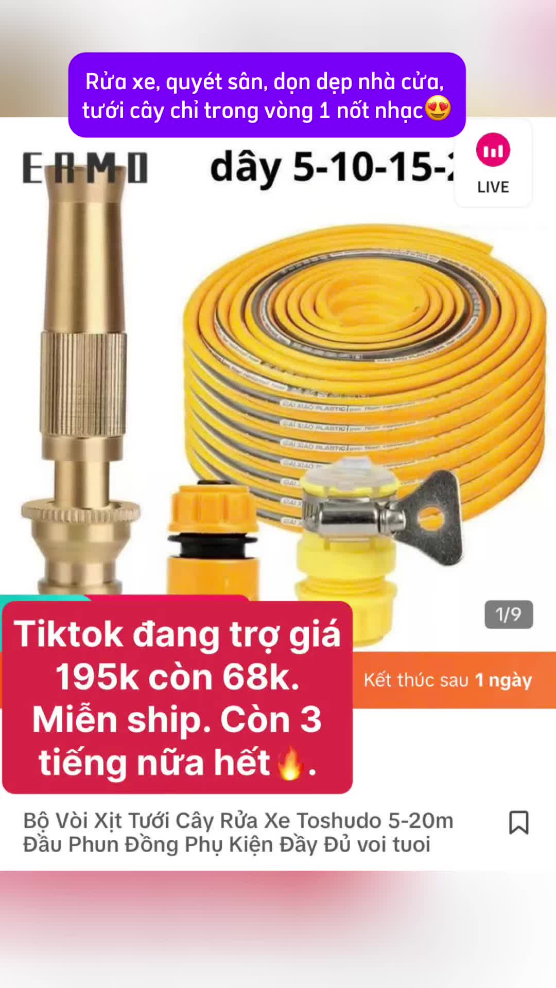 ☘️Tiktok đang trợ giá, săn ngay em này về dọn dẹp ngày Tết thui nào 😍. Rửa xe, quyét sân, dọn dẹp nhà cửa, tưới cây chỉ trong vòng 1 nốt nhạc😘 #xuhuong #giahanriview #xuhuongtiktok #giare #voiruaxe #voituoicay 