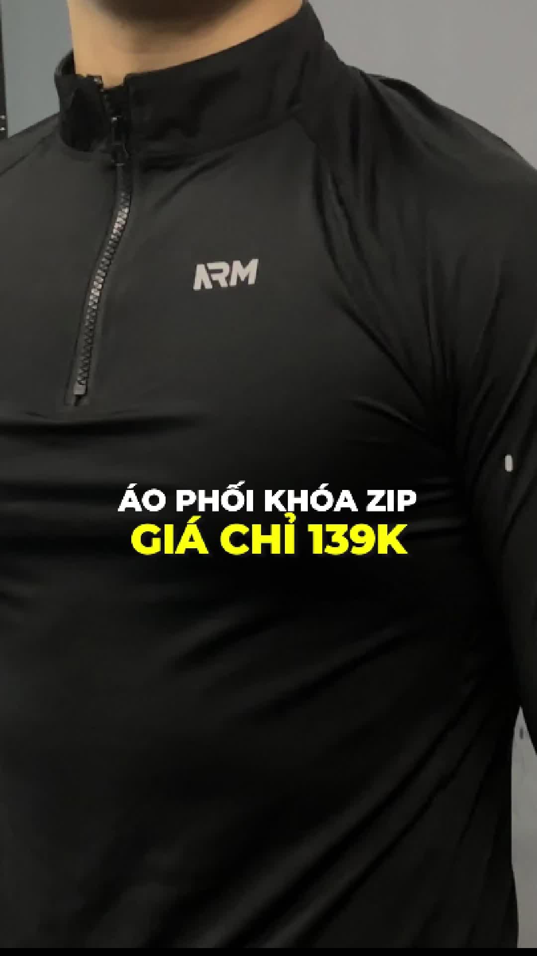 Áo dài tay giữ nhiệt thể thao phối khoá cổ Zip#xuhuong #gym #thethaomoingay #armsportwear #aogiunhiet