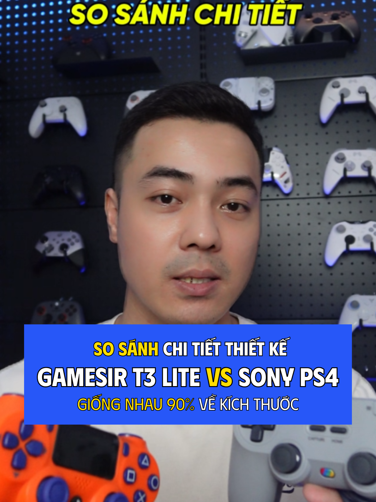 So sánh Gamesir T3 LITE vs Sony PS4: về mặt kích thước, vị trí phím bấm #taycamhanoi #taycamchoigame #taycamfconline #taycamchinhhang #gamesir #t3lite #tegenarialite #sony #dualshock4