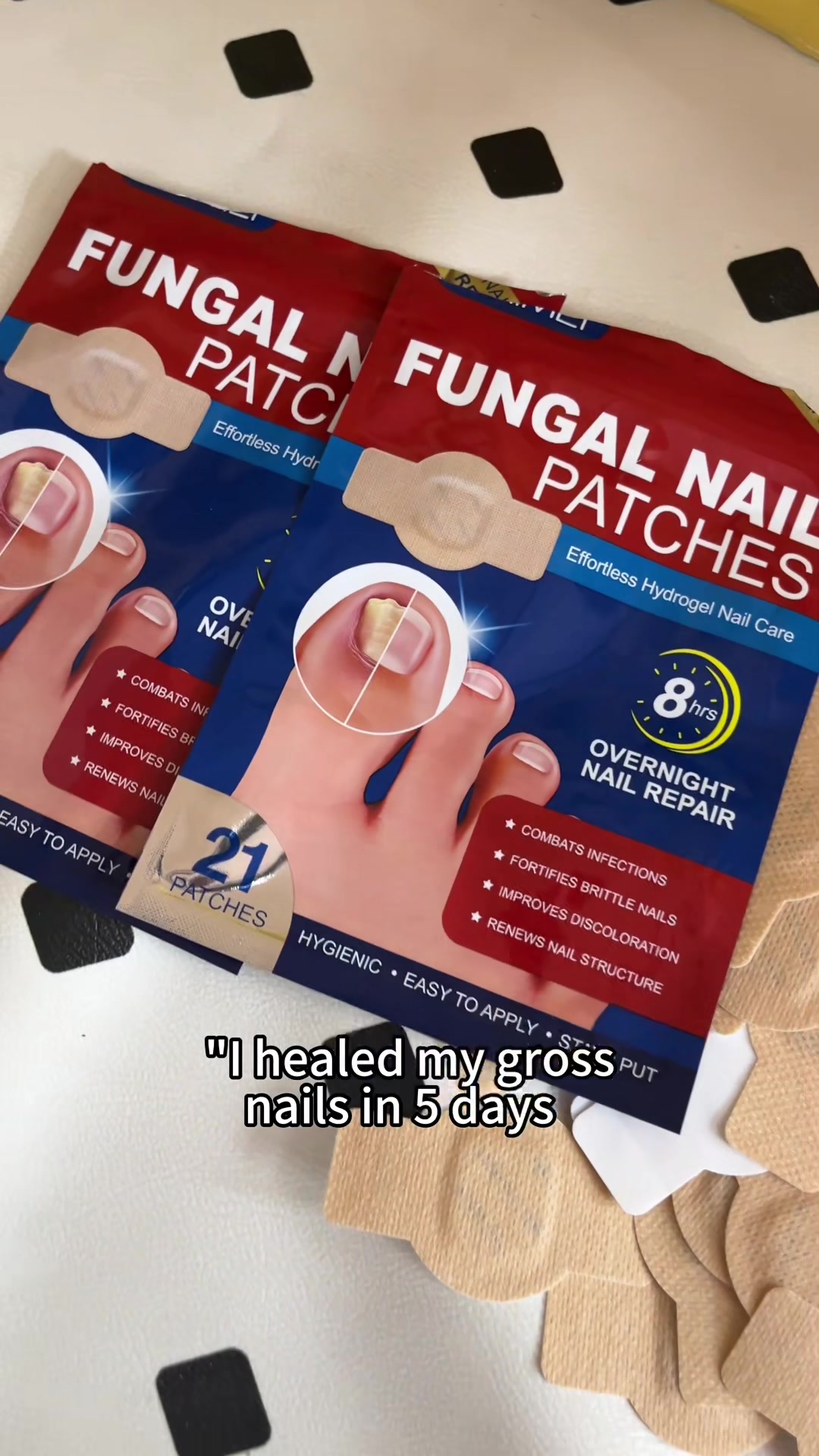 "Fix ugly nails while you sleep — these patches saved me 👇"#NailTok#FixYourNails#FungalNailSolution #AmazonMustHaves#TikTokMadeMeBuyIt#SkincareButForNails#NailTransformation#BeforeAfter #SelfCareTools#HealthyNailsJourney#OvernightFix#byeuglynails