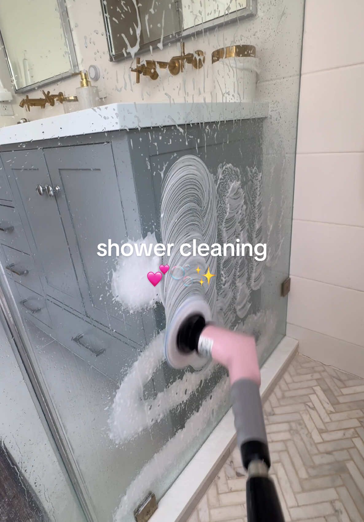 Deep clean my shower with me with the cutest scrub brush 🫧💕🧚✨ Has all the attachments to tackle the different surfaces plus it’s the perfect shade of pink 🌸💞🎀 #shower #showerclean #showercleaning #deepclean #cleantok #cleanwithme #asmr #asmrcleaning #cleaningmotivation 