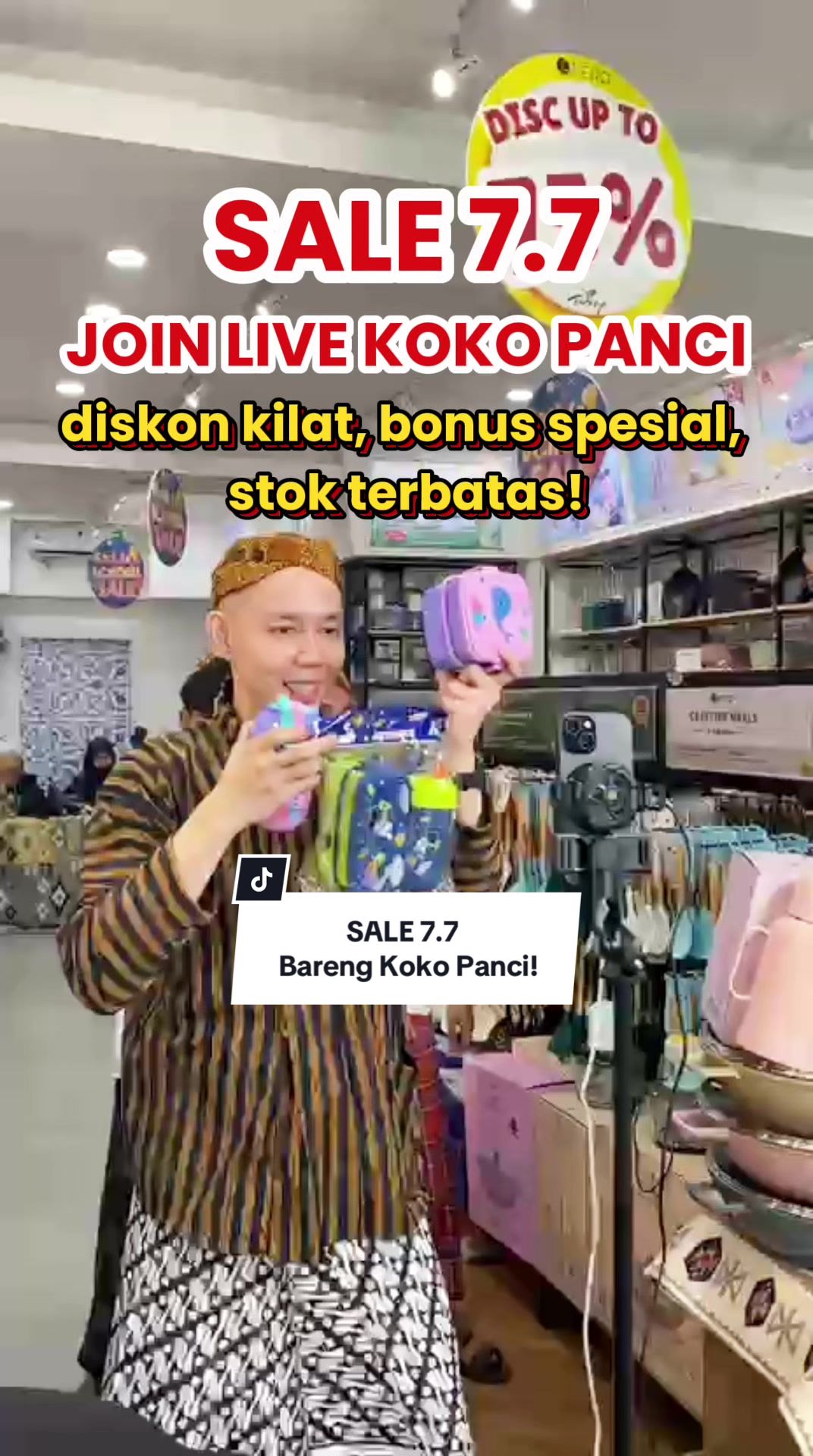 SALE 7.7 JOIN LIVE KOKO PANCI! @Koko Panci  Diskon kilat ⚡️ Bonus spesial 🎁 Stok terbatas ⏳ Wajib join live sekarang juga! Langsung klik keranjang kuning sebelum kehabisan! 🍳💨 #peroindonesia #peroforyou #live #kokopanci 
