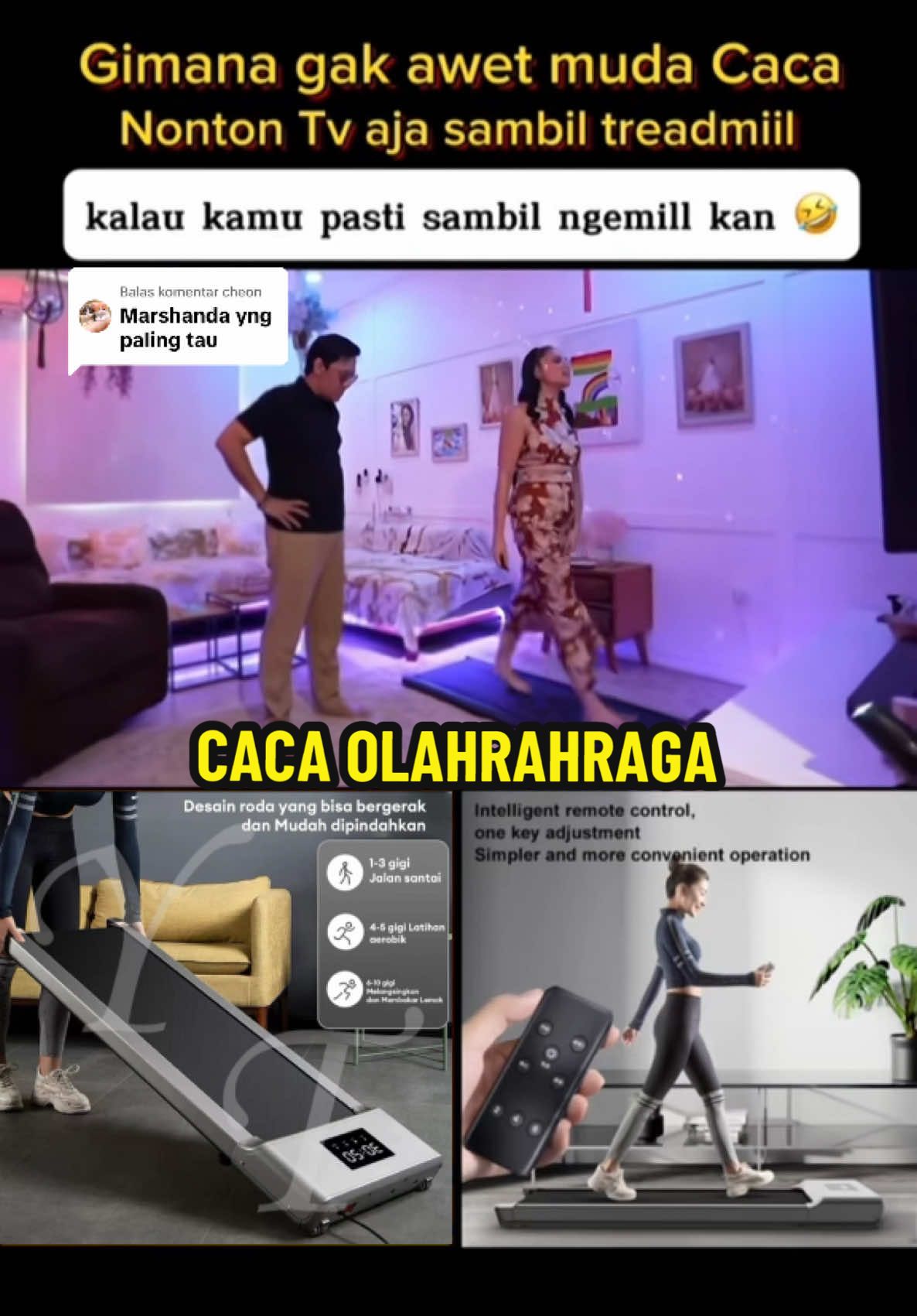 Membalas @cheon  Marshanda aja olahraga sambil treadmill  #marshanda #caca #olahraga #treadmill #walkingpad #fyp 