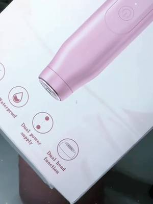 Bikini Trimmer for Women, Akunbem Electric Shaver and Razor Rechargeable 2-in-1 Body and Facial Hair Removal Double Head for Painless Trimming of Pubic Face Underarm Legs, IPX7 Waterproof, pink