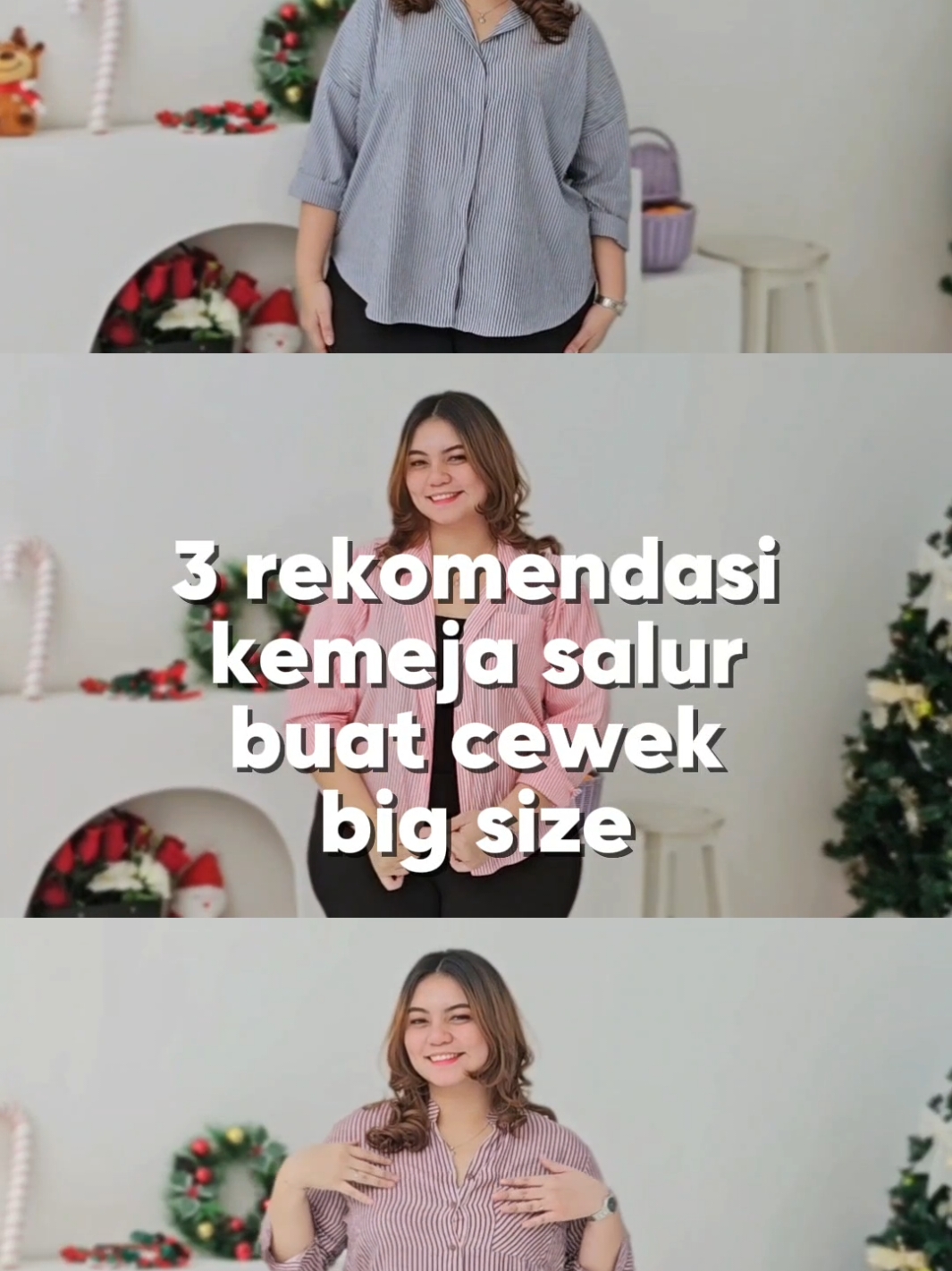 3 rekomendasi kemeja salur buat cewe big size under 100 ribu tapi nyaman dipake💖✨️ #kemejasalur #kemejasalurbigsize #kemejastripe #kemejabigsize #kemejajumbo #kemejawanita #nthniaira #jagoanvideotrending #megaguncang1212 