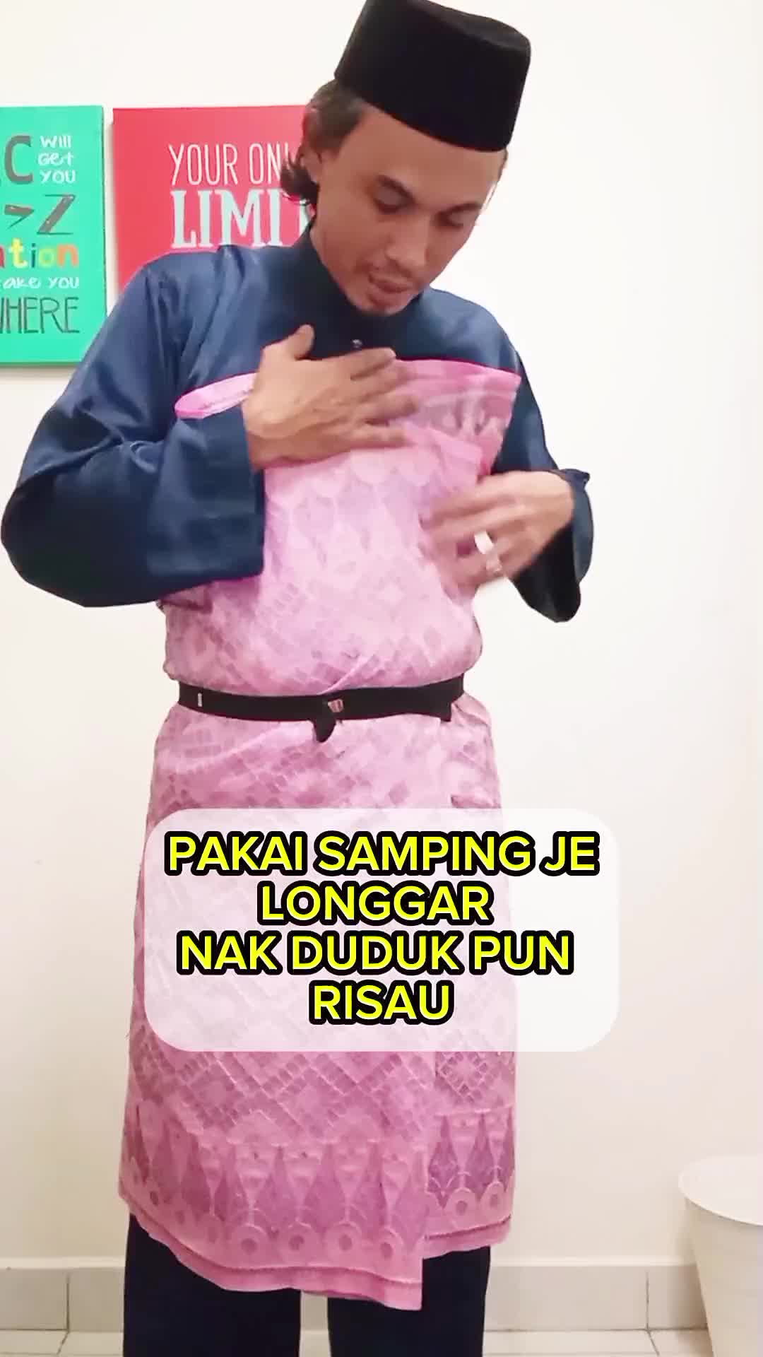 Tak risau dah samping longgar, jatuh atau lari bentuk.  #samping #bajumelayu #raya2025 #hariraya #aidilfitri #sampinraya 