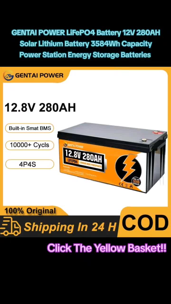 GENTAI POWER LiFePO4 Battery 12V 280AH Solar Lithium Battery 3584Wh Capacity Power Station Energy Storage Batteries #battery #lithiumbattery #energy #fyp #fypage #foryoupage 