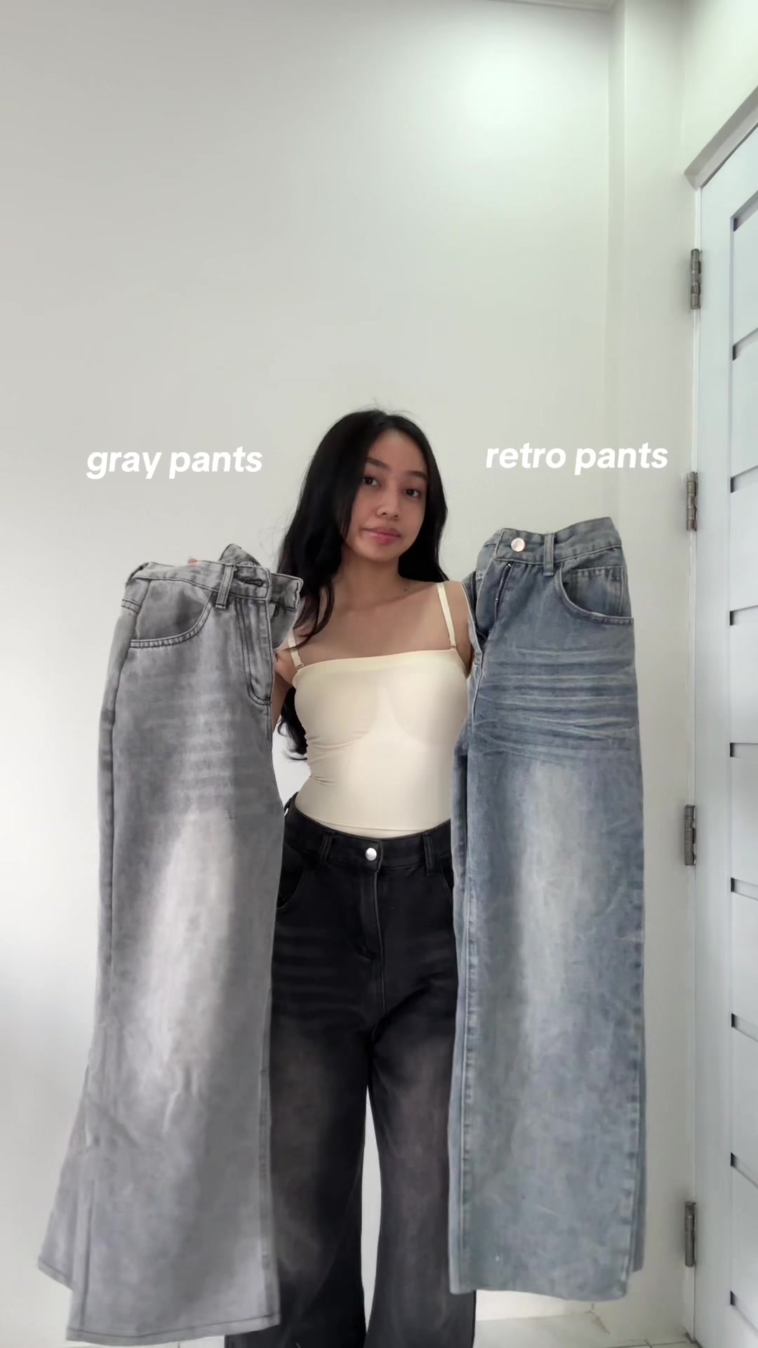 my two fav pants in one vid! choose your bet 😍 #fyp #widelegpants #baggyjeans 