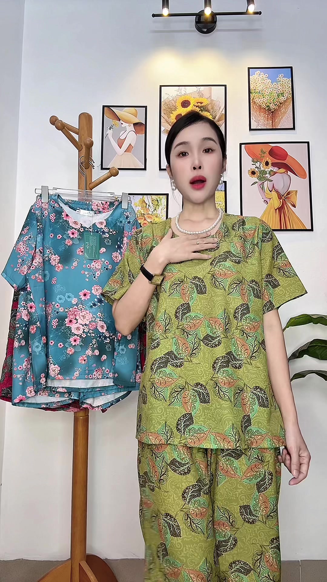 Hàng mới về dành cho bà cho mẹ mặc nhà vào hè cực mát ạ 💗 #quanaotrungnien #boluamacnha #videoviral #livehighlights 