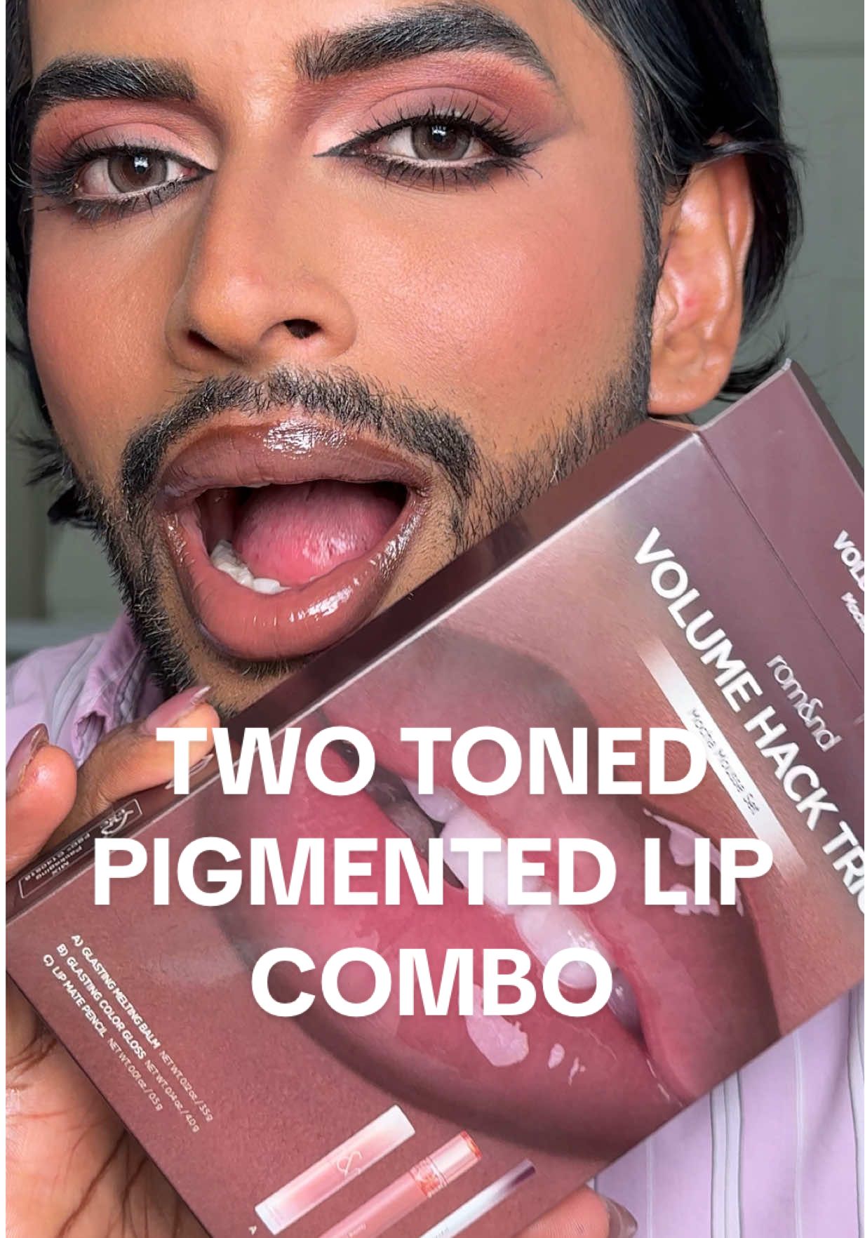 Korean Lip Combo for TWO TONED LIPS !! ✨🤎 @롬앤 romand Mocha Mousse Set  #lipcombo #chocolatelips #romandvolumehacktrio #kbeauty #koreanmakeup #twotonedlipcombo #beautytok 