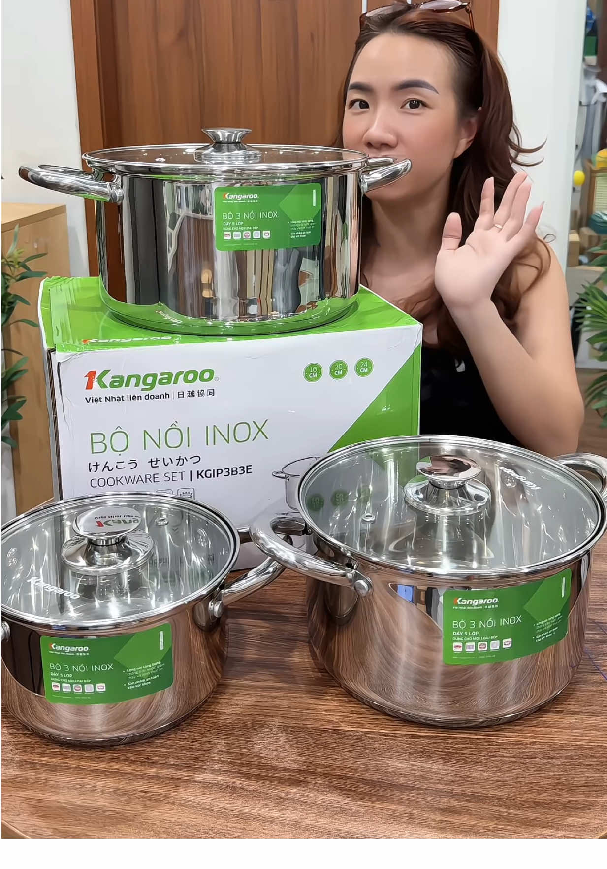 Bộ 3 nồi inox cao cấp 5 đáy Kangaroo - Dùng cho mọi loại bếp #xuhuong #bonoiinoxcaocap #huyenhomhinh365 #kangaroo 